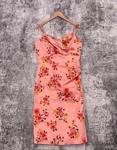 Stop Staring Dress 14 Womens Pink Floral Sleeveless Pencil Sheath - Picture 1 of 9