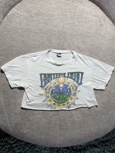 Camisa Grateful Dead Mujer Pequeña Blanca Comida Chatarra Dobladillo Crudo Recortado 1991 Banda Camiseta - Imagen 1 de 11