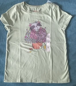 Girls Short Sleeve Graphic Cat Floral Shirt - Cat & Jack L 10/12 - Picture 1 of 3