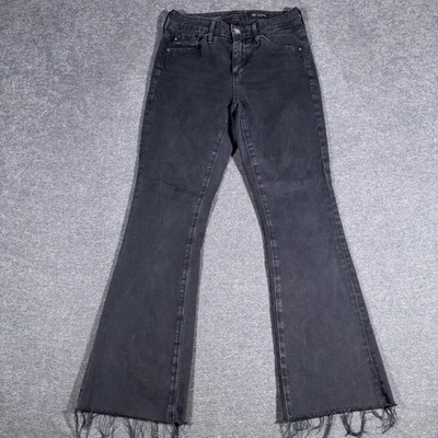 AG Adriano Goldschmied Womens Farrah Boot Crop Jeans Size 25 Black Boho Wide Leg - Image 1 of 4