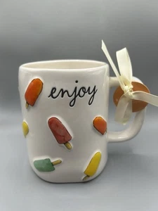 Rae Dunn ENJOY Mug With COLORFUL Popsicle Pops Summer NEW - Picture 1 of 7