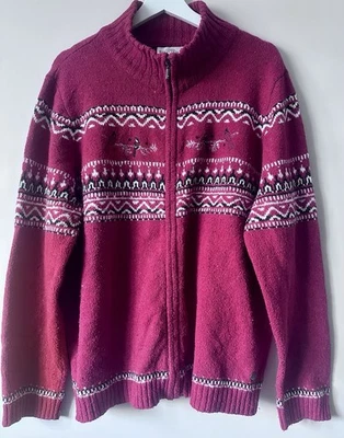 Northern Reflections Full Zip Cardigan Christmas Fair Isle Embroidered Birds XL - Image 1 of 4