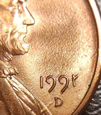 1991 Lincoln Cent "ONE of a KIND" 👀 Air Bubble Error "199r" In date   - Image 1 of 3