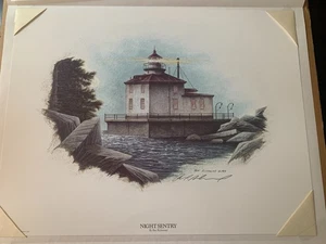 Ben Richmond Night Sentry of 700 Signed Lithograph 22.5 x 17.25 inch Lighthouse - Picture 1 of 6