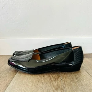 Mocassini Nordstrom vintage neri pelle di serpente donna taglia 9,5 - Foto 1 di 11