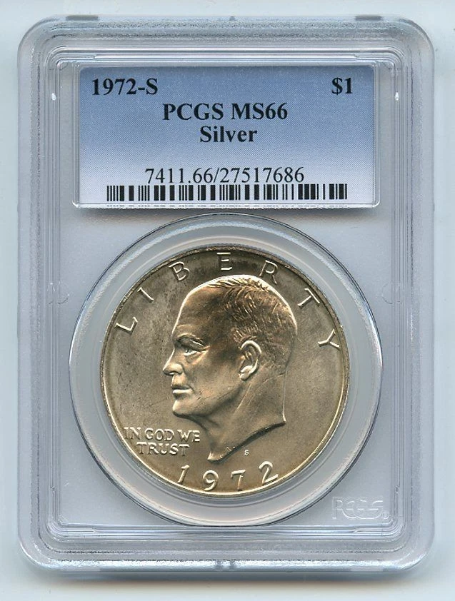 1972 S $1 Silver Ike Eisenhower Dollar PCGS MS66 - Image 1 of 1
