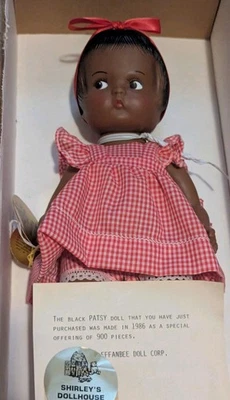 Muñeca Effanbee Black Patsy 1986 limitada 14 pulgadas nueva en caja certificado de autenticidad Casa de muñecas Shirley's Foto 1 de 4
