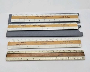 Lot Of 4 Vintage Marabu West Germany Nobema Products Corp. Advertising Rulers NY - Picture 1 of 11