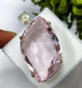 95+ Ct Rose Quartz Fancy Cut German Silver Solitaire Loose Gemstone - Picture 1 of 5