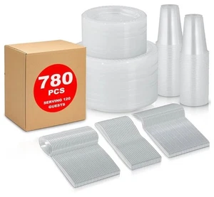780pc Disposable Clear Tableware Set for 120 Guest by FRAMO - Picture 1 of 4