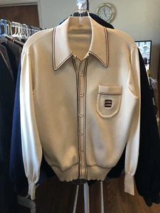 Damon Vintage 1950s 60s Made in Italy Ivory Knit Rockabilly Goodfellas Sz Medium - Picture 1 of 12