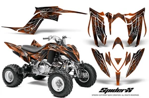 YAMAHA RAPTOR 700 2013-2021 GRAPHICS KIT CREATORX DECALS SPIDERX ORANGE DARK - Picture 1 of 1