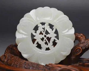 Chinese Natural Hetian Jade Hand carved Exquisite Pendants Crafts - Picture 1 of 9