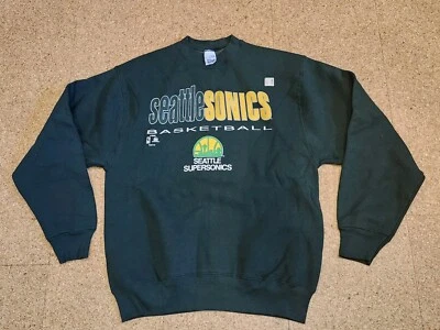 Vintage NEW NOS Seattle SuperSonics Crewneck Sweatshirt Mens Sz L Sonics 1990s Foto 1 de 4