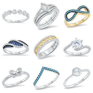 ¡NUEVO! MODA Plata de Ley-MARIPOSA, INFINITO, SOLITARIO, CIRCONITA ANILLOS TALLAS 2-10 - Imagen 1 de 11