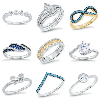 ¡NUEVO! MODA Plata de Ley-MARIPOSA, INFINITO, SOLITARIO, CIRCONITA ANILLOS TALLAS 2-10 Foto 1 de 2