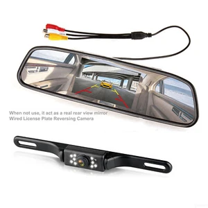 4.3" Mirror Monitor Backup Camera Car Rear View Parking System Night Vision Set - Picture 1 of 12