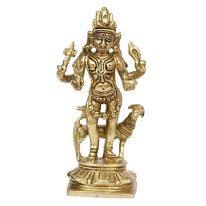 Brass Kaal Bhairava with Dog Idol Statue Figurine Gift - Picture 1 of 5