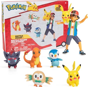 🟡 Pokémon Battle Ready! 6-Piece Figure Set 🧢 Ash + Pikachu + Charmander + More - Picture 1 of 7