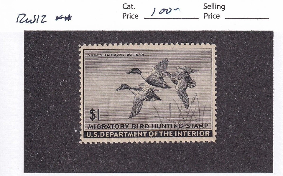 U.S.: Sc #RW12, $1 Federal Duck Stamp, Shoveller Ducks, MNH (F34439) - Image 1 of 1