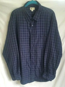 Haggar Men's Dress Shirt Size XL Button Up Blue Plaid Polyester - Picture 1 of 9