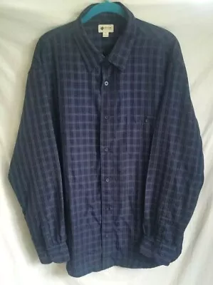 Camisa de vestir para hombre Haggar talla XL abotonada azul a cuadros poliéster Foto 1 de 4