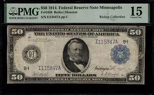 1914 $50 Federal Reserve Note Minneapolis FR-1058 - PMG 15 comment - 13 Known - Picture 1 of 2