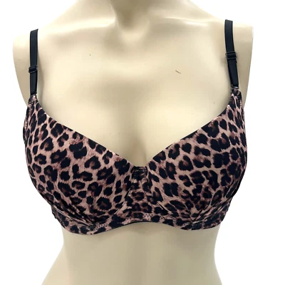 SHEIN Women Leopard Print 36C / 80C Padded Bra Black Multi Straps UnderWire NWOT - Image 1 of 4