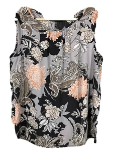 Nine West S NWT Morning Calm Floral Print Top Gray Blouse Sleeveless 🧡 - Picture 1 of 9
