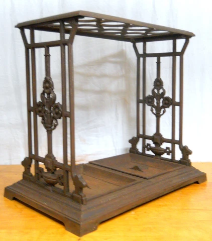 Antique 19th C. FALKIRK FOUNDRY Umbrella Cane Stand Cast Iron Registry Marks Cover