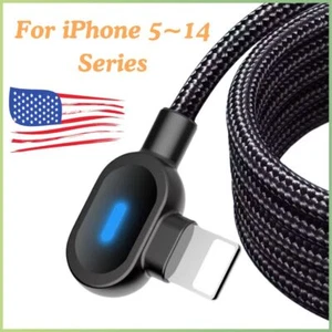 90 Degree USB Cable 3/6FT Charger Charging Cord Lot For iPhone 8 XR 11 12 13 14 - Picture 1 of 12