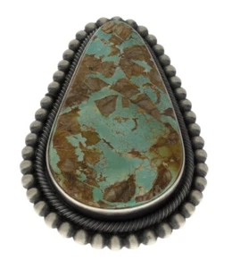 8.75 ADJ - Natural Royston Turquoise Statement Ring By Ernest Roy Begay - Picture 1 of 4