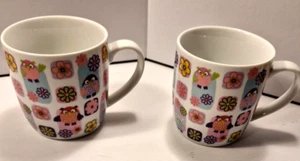 Owl Mugs 300ml x2 – Colorful Coffee Tea Cups Set Cute Bird Design - Picture 1 of 6