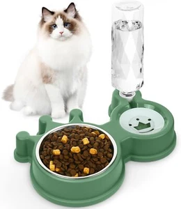 Cat Bowls, Dog Food Water Bowl Set with Water Dispenser Cats and Small Dogs - Picture 1 of 6