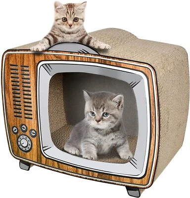 TV Cat Scratcher Cardboard Lounge Bed Board Pads Prevents Furniture Damage - Image 1 of 4