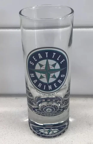 Seattle Mariners MLB "Hype" Tall Shot Glass Emblem On Bottom Of Glass Cover