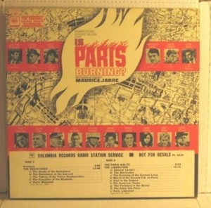 CRANIUM'S soundtrack Maurice Jarre IS PARIS BURNING? white label promo mono Lp - Picture 1 of 4