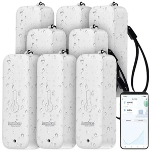 8er-Set Thermometer & Hygrometer mit Bluetooth & App, wetterfest, IP65 - Bild 1 von 12