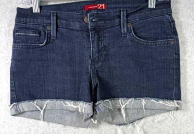 Pantalones Cortos Twenty One Talla 28 Azul Denim Lavado Dk Tiro Bajo Corte y Puños 3” Entrepierna Usado Foto 1 de 4