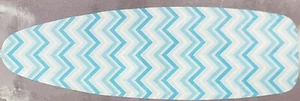 Padded Ironing Board Cover & Pad (54" boards) AQUA BLUE & WHITE ZIGZAG WAVES, HS - Picture 1 of 10