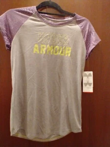 under armour t shirt girls xl grey and purple - Picture 1 of 5