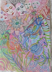 GEMÄLDE 13,5 X 19,5 IN AQUARELL + STIFTE VON RIVKA FILIIN INSPIRIEREND - Bild 1 von 9