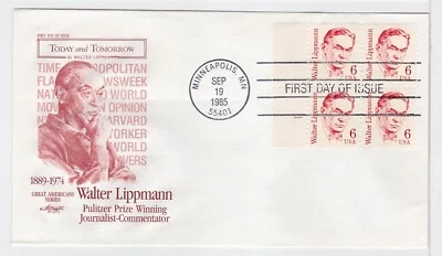 TurtlesTradingPost- Walter Lippmann Political Writer 1985 #1849 FDC Artmaster - Image 1 of 2