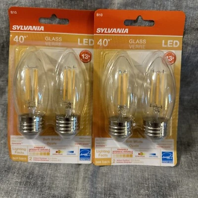 2x Sylvania Soft White 400 lm. Medium Screw Base B10 LED Light Bulb 4W - Image 1 of 4