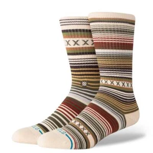 Stance Men's L 9-13 Curren Casual Crew Socks Tan Green Rust Cotton - Picture 1 of 1