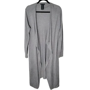 Chelsea & Theodore Womens Sz S Gray Solid Long Sleeve Long Cardigan - Picture 1 of 11