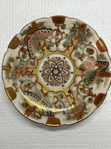 Antique Japanese Kaga Kuni Oda Sei Handpainted Plate Butterfly Moth - Picture 1 of 24