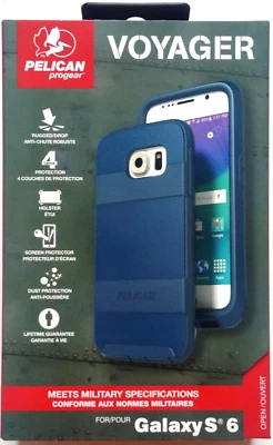 Pelican Progear Voyager Case Samsung Galaxy S6 Rugged w' Holster Screen Blue NEW - Image 1 of 4