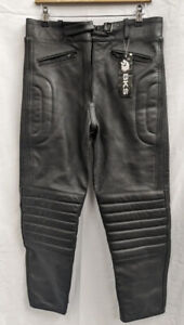 BKS747 Size 14 25” Leg Leather Trousers Motorcycle Women Ladies Jeans Black Bike