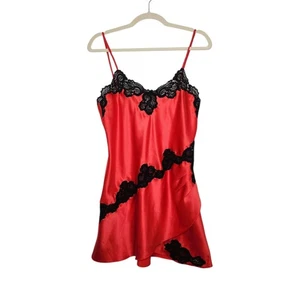 Mini abito slip vintage Victoria's Secret etichetta oro rosso nero pizzo piccolo  - Foto 1 di 6